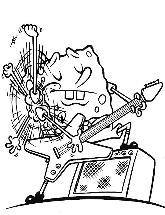 imagen para colorear bob esponja tocando guitarra