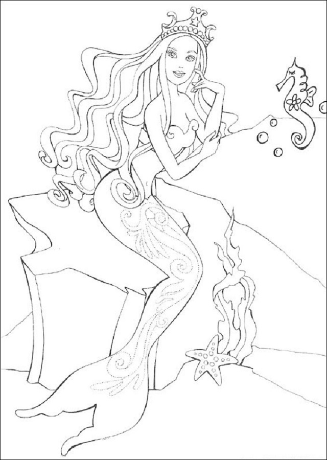 imagen para colorear Barbie Sirena