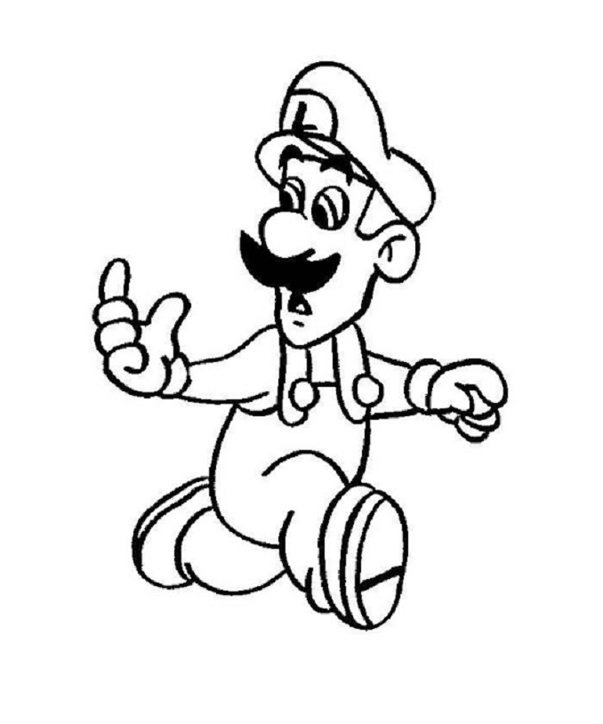 Luigi para colorear, Mario Bros