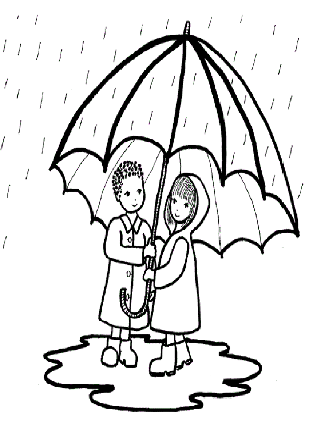 niños dibujo bajo la lluvia