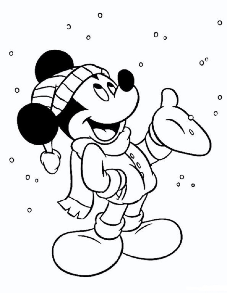 Mickey mouse en invierno para colorear