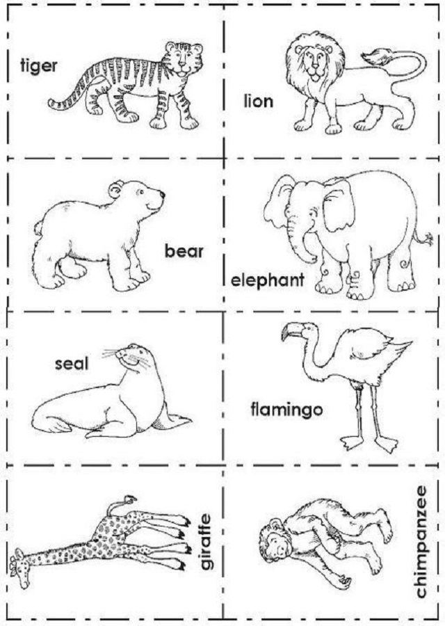 💠 Dibujos para colorear animales Ingles